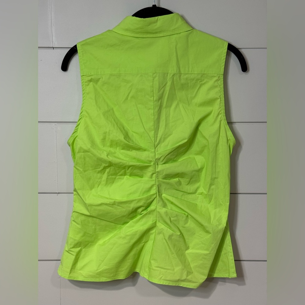 NEW The Shirt by Rochelle Behrens Zaria Sleeveless Shirt Lime Green Size XS - Picture 6 of 7